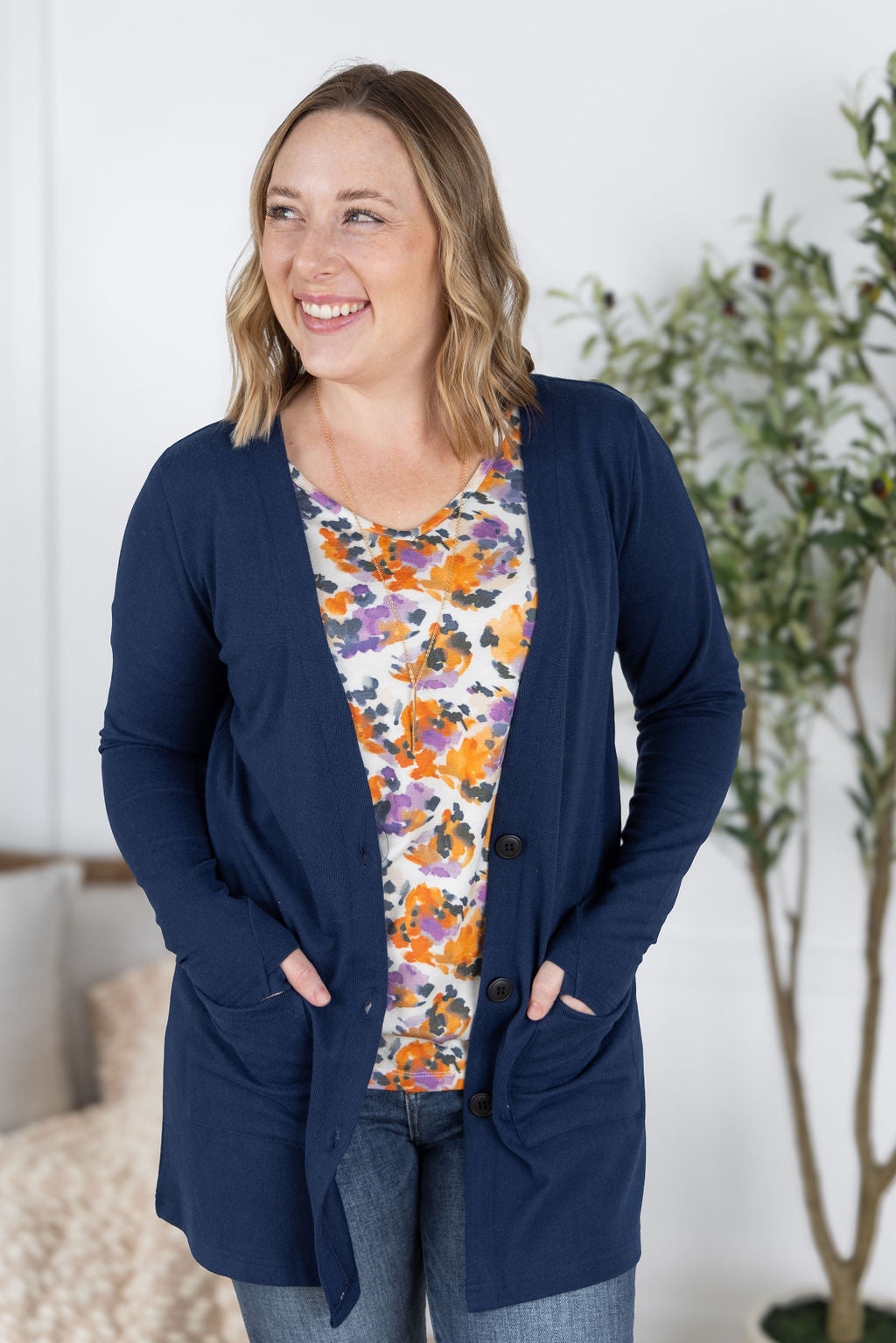 WAREHOUSE Cori Cardigan - Navy