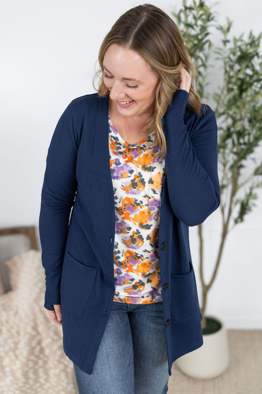 WAREHOUSE Cori Cardigan - Navy
