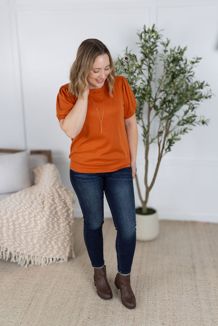 WAREHOUSE Katie Cozy Top - Pumpkin