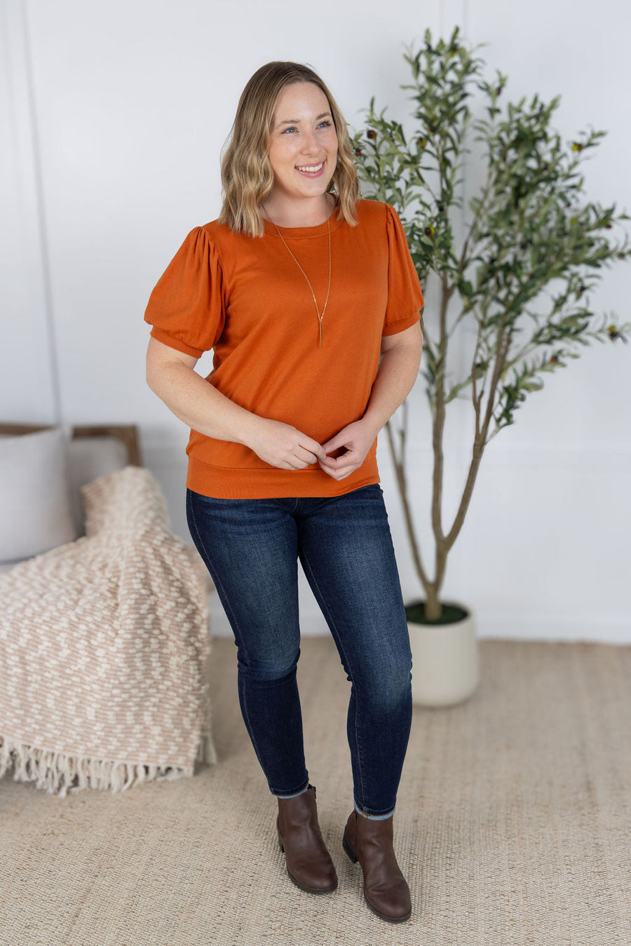 WAREHOUSE Katie Cozy Top - Pumpkin