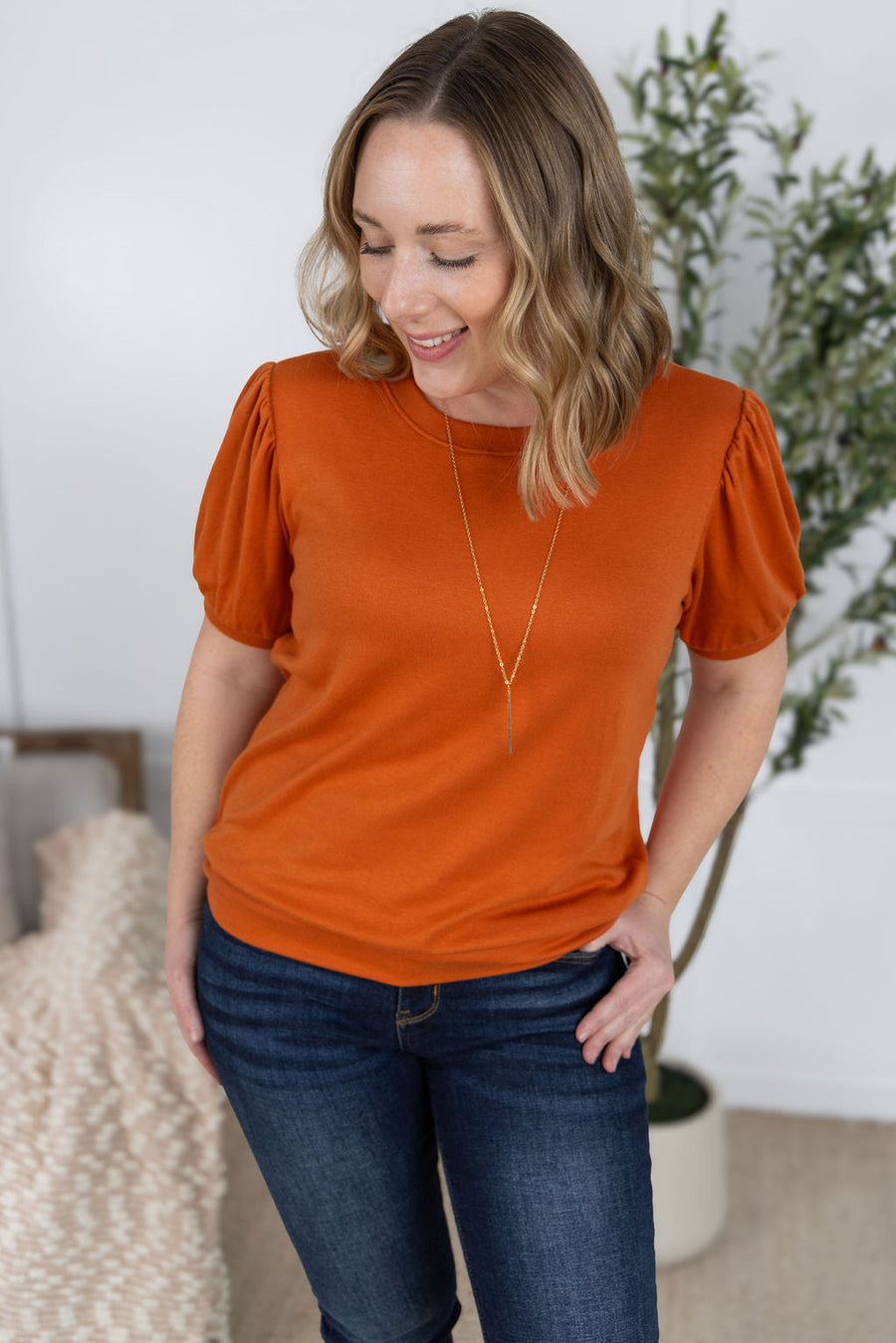 WAREHOUSE Katie Cozy Top - Pumpkin