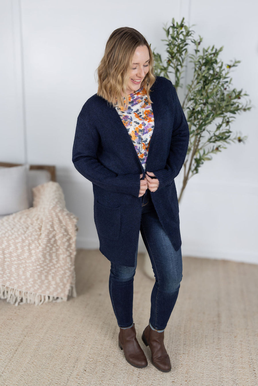 WAREHOUSE Madison Cozy Cardigan - Navy