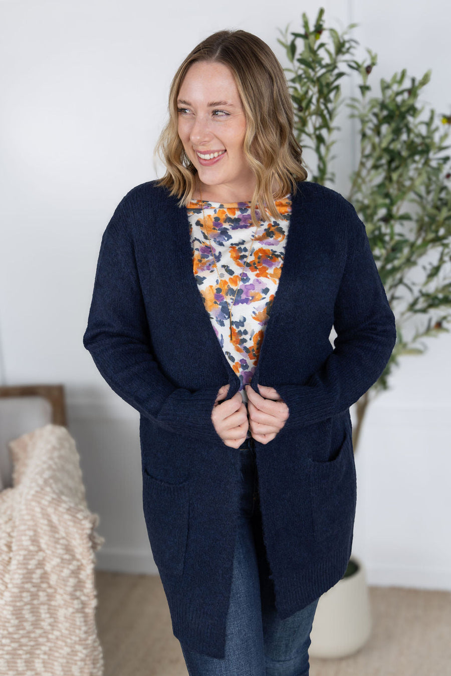 WAREHOUSE Madison Cozy Cardigan - Navy