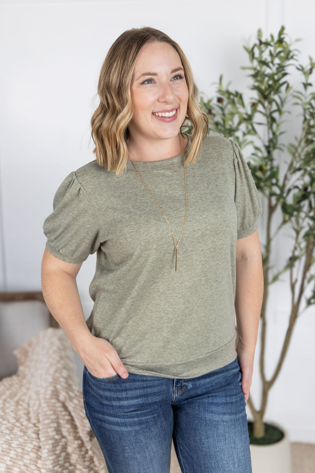 WAREHOUSE Katie Cozy Top - Sage