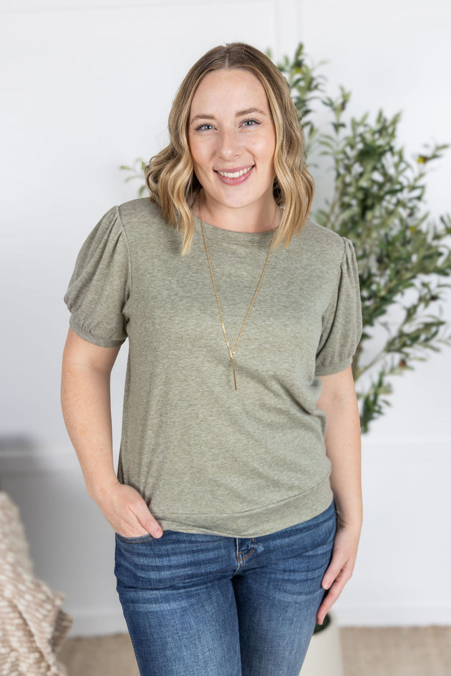 WAREHOUSE Katie Cozy Top - Sage