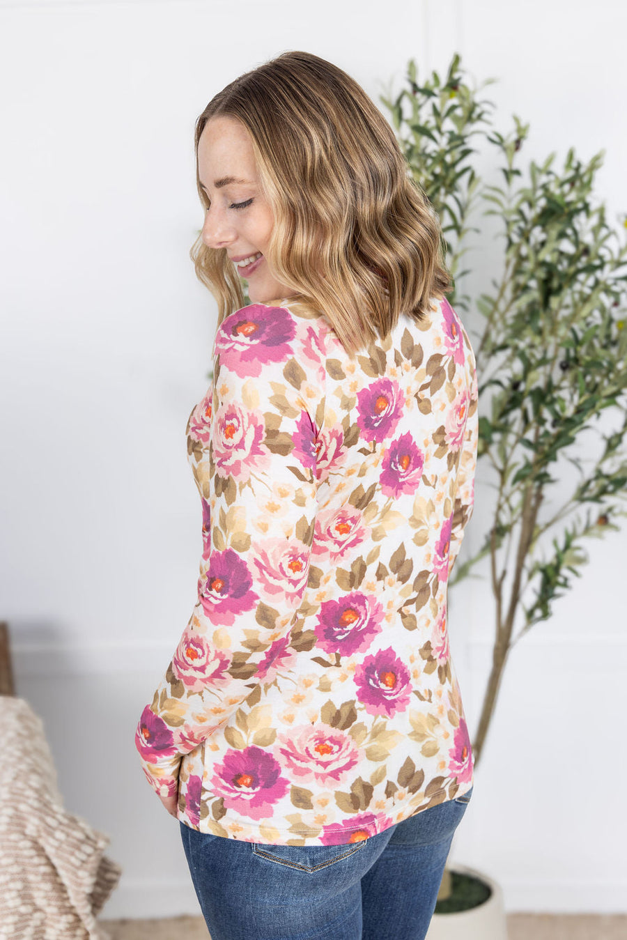 WAREHOUSE Blair Long Sleeve Top - Autumn Blossom
