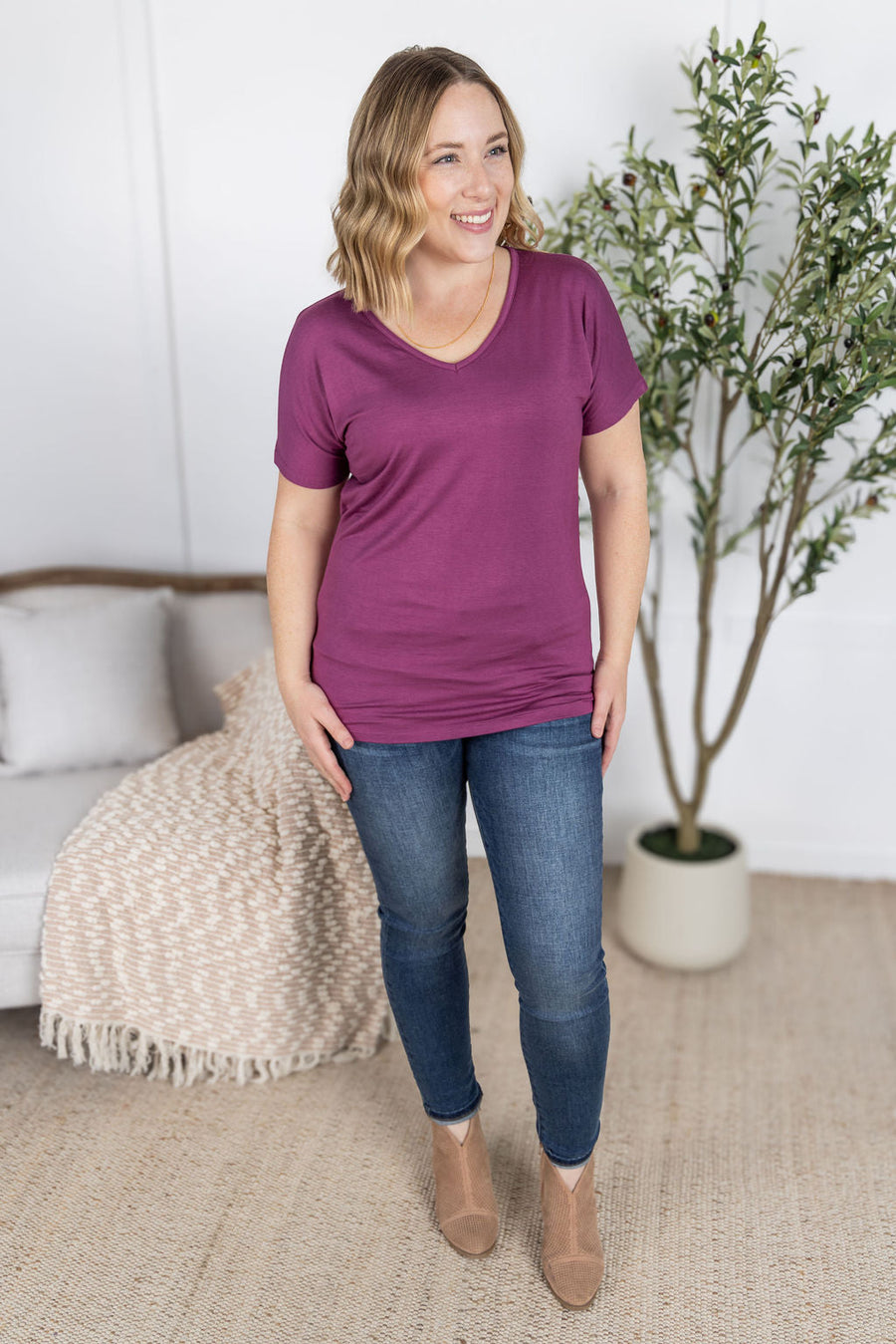 WAREHOUSE Chloe Cozy Tee - Mulberry