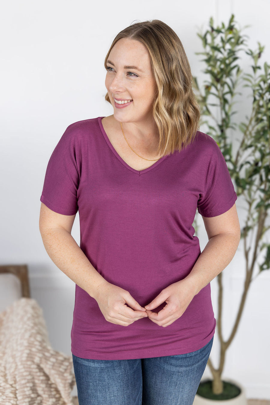 WAREHOUSE Chloe Cozy Tee - Mulberry