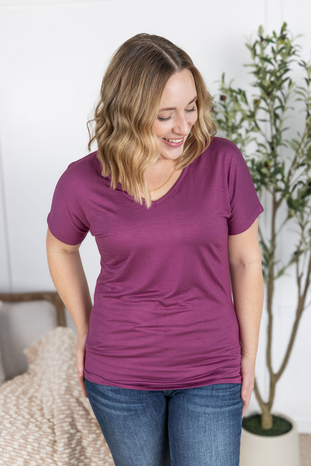 WAREHOUSE Chloe Cozy Tee - Mulberry