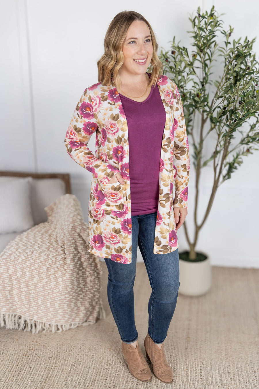 WAREHOUSE Classic Cardigan - Autumn Blossom