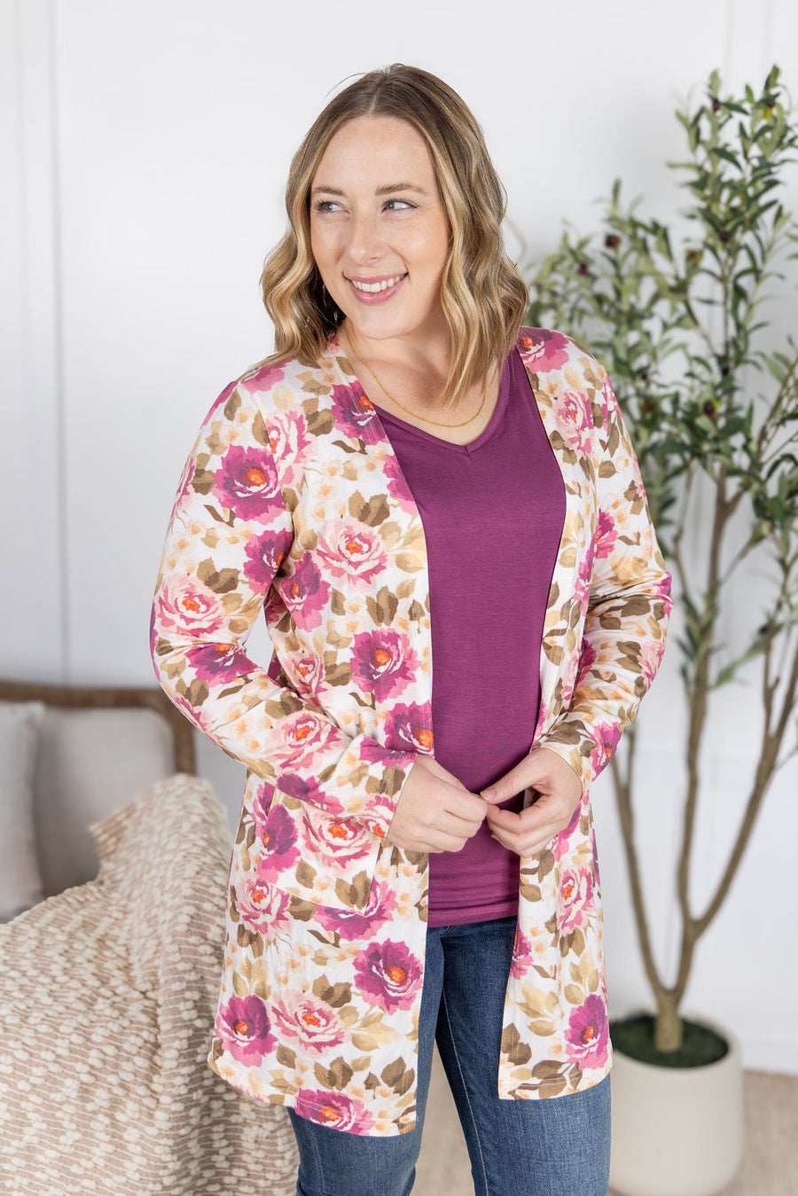 WAREHOUSE Classic Cardigan - Autumn Blossom