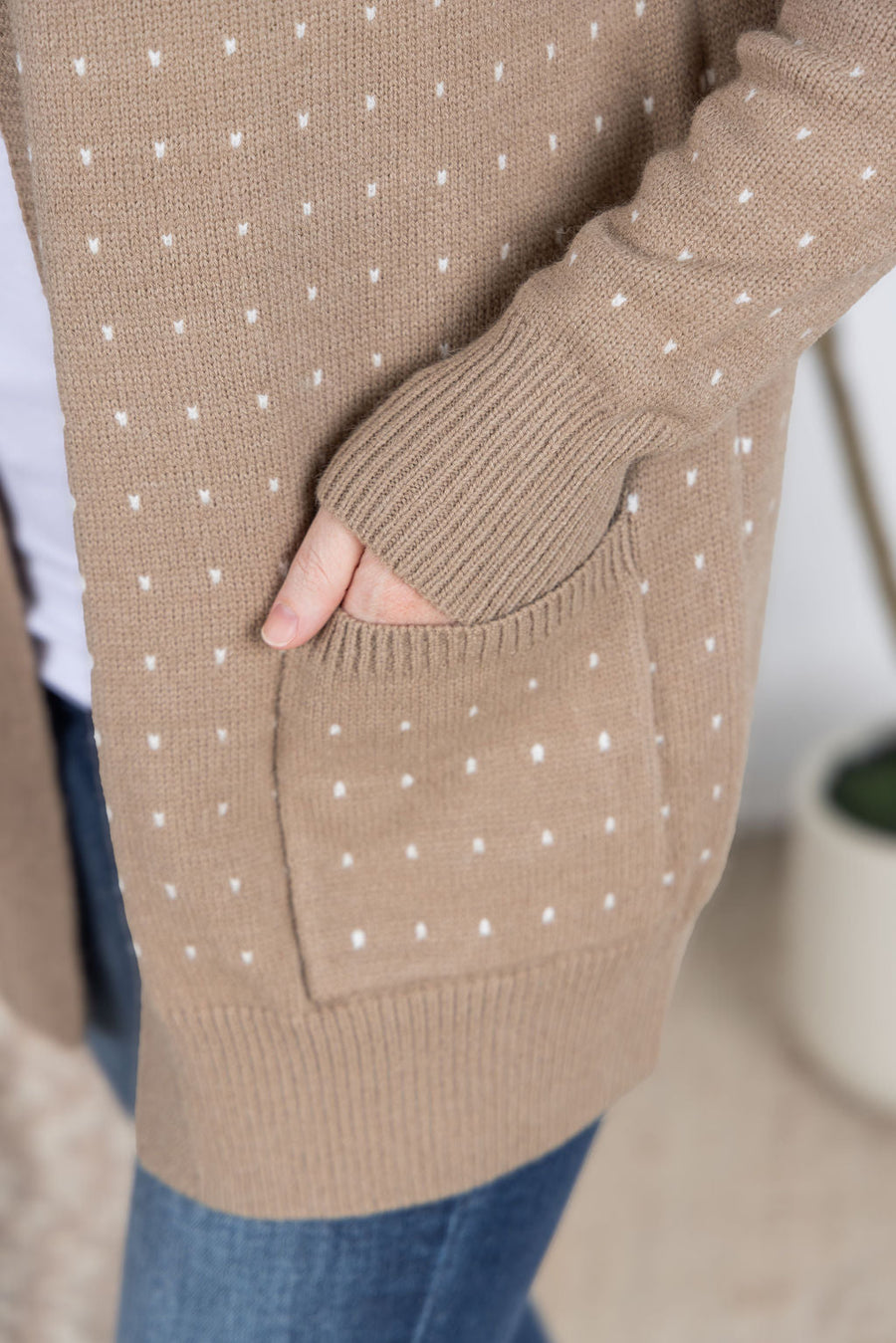 WAREHOUSE Dalilah Dot Cardigan - Tan