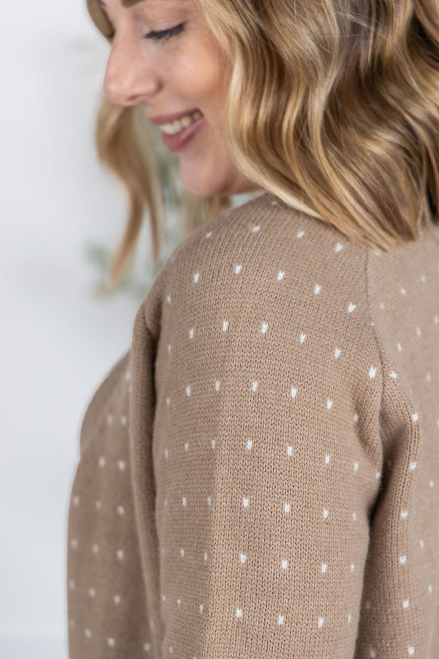 WAREHOUSE Dalilah Dot Cardigan - Tan