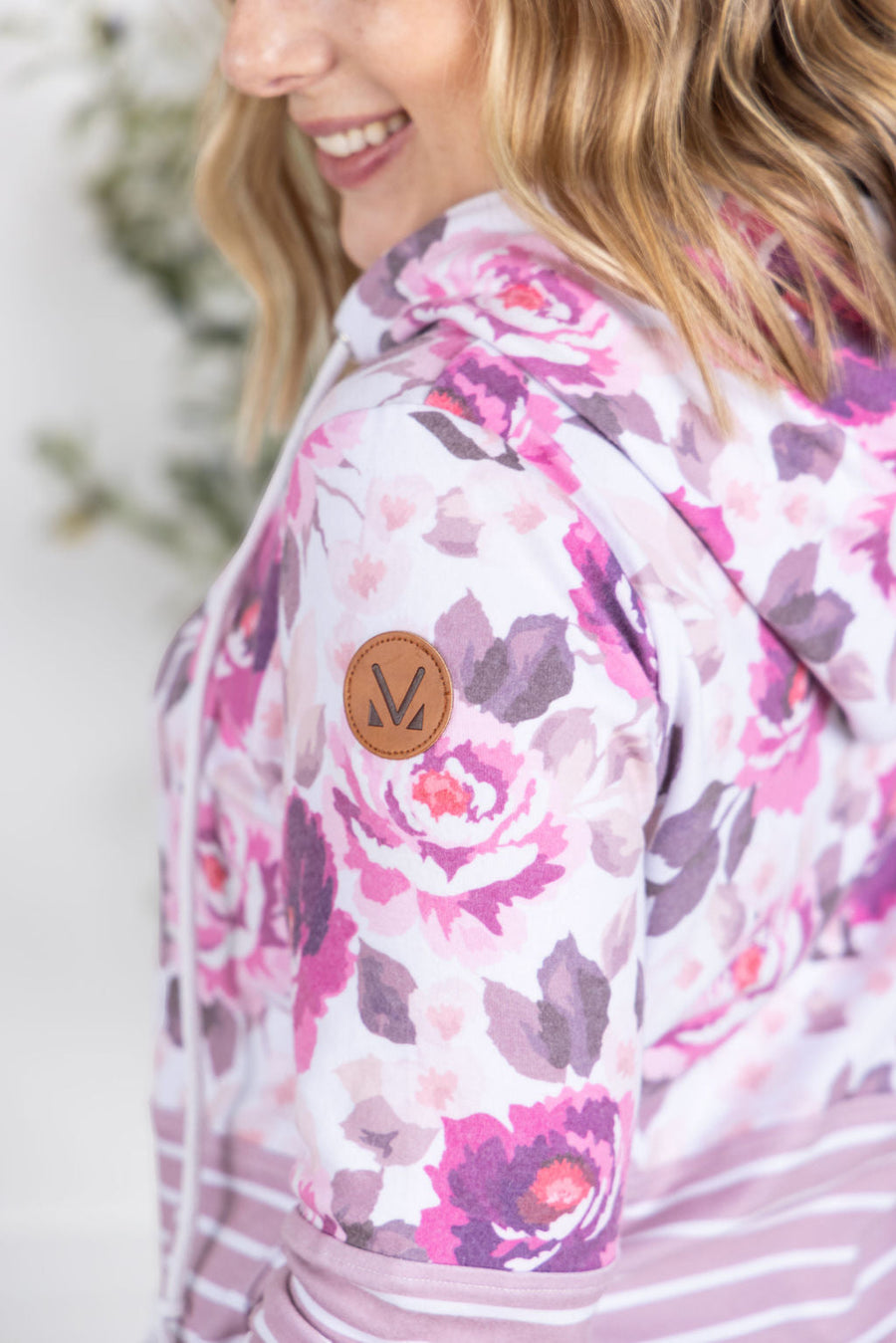 WAREHOUSE Hailey Pullover Hoodie - Autumn Blossom and Stripes