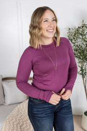 WAREHOUSE Blair Long Sleeve Top - Mulberry