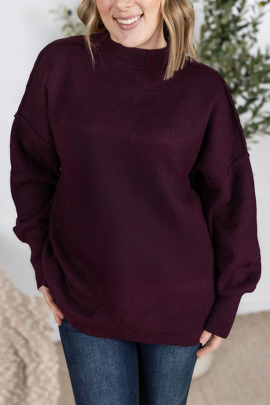 WAREHOUSE Aurora Cozy Sweater - Burgundy