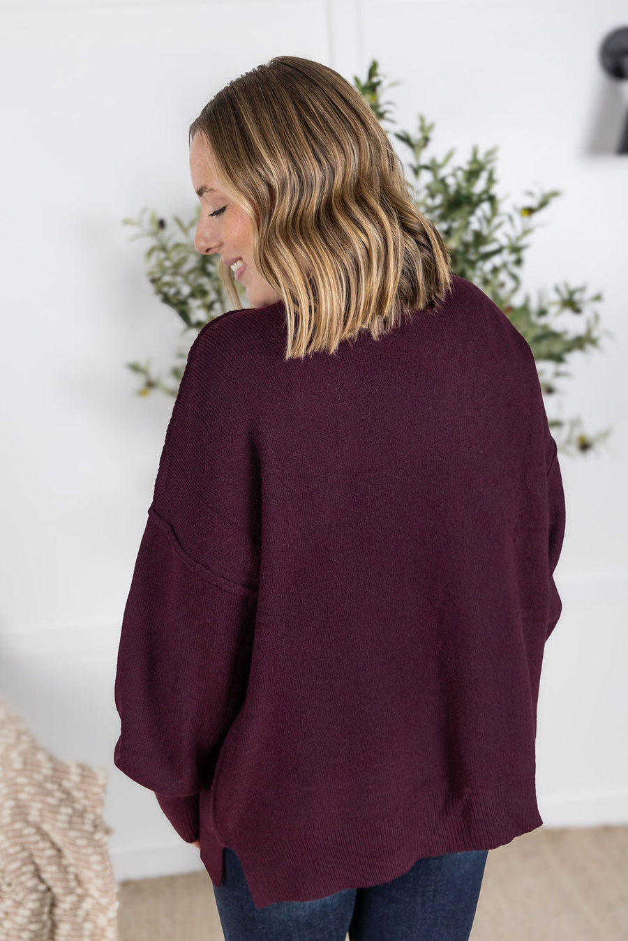 WAREHOUSE Aurora Cozy Sweater - Burgundy