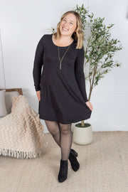 WAREHOUSE Savannah Bamboo Swing Dress - Black