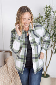 WAREHOUSE Norah Plaid Shacket - Sage Mix