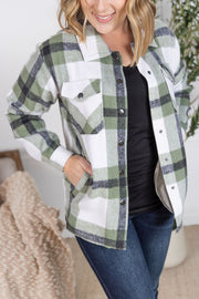WAREHOUSE Norah Plaid Shacket - Sage Mix