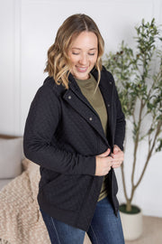 WAREHOUSE Kyla Zipper Snap Jacket - Black