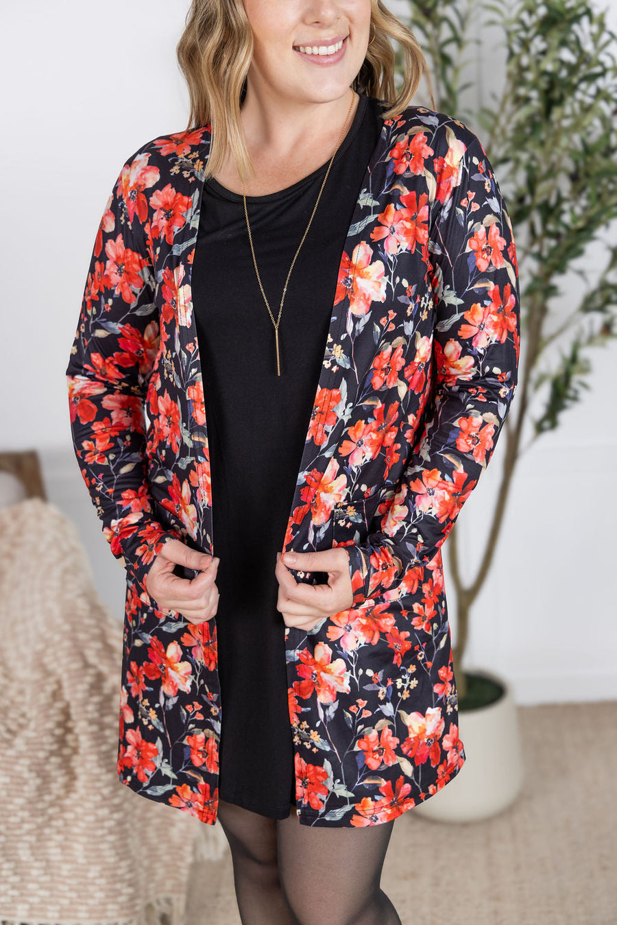 WAREHOUSE Classic Cardigan - Sunset Floral