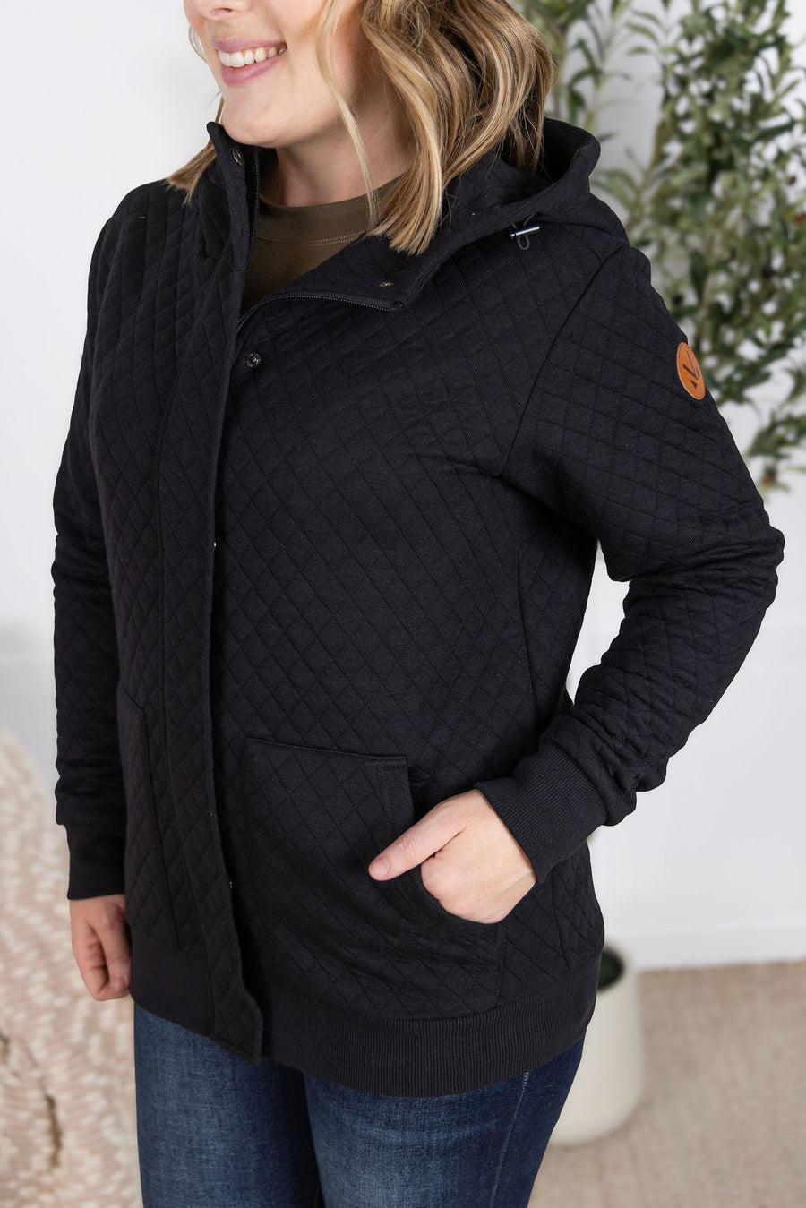 WAREHOUSE Kyla Zipper Snap Jacket - Black
