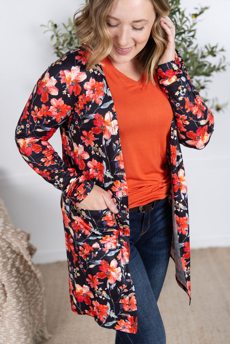 WAREHOUSE Classic Cardigan - Sunset Floral