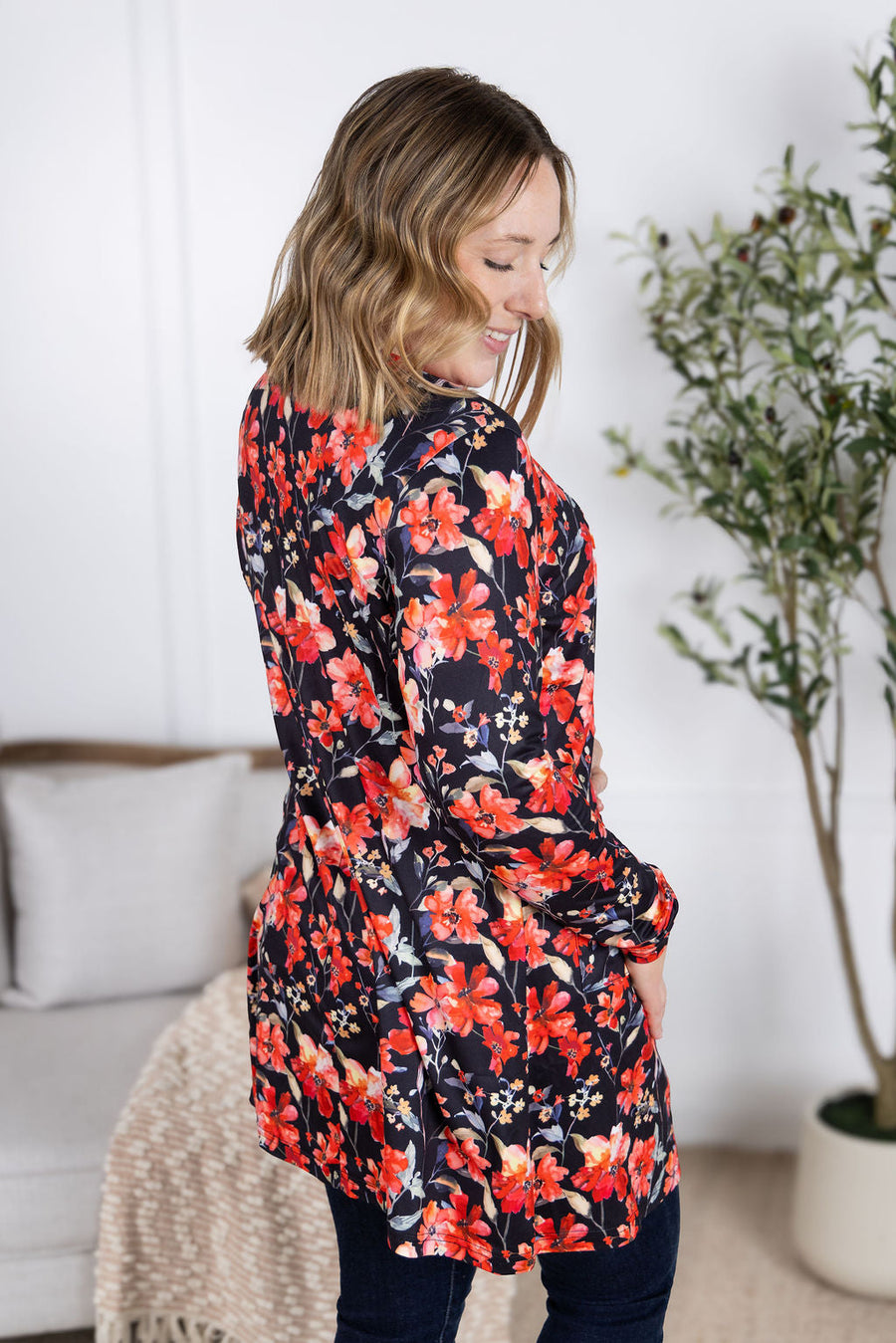 WAREHOUSE Classic Cardigan - Sunset Floral