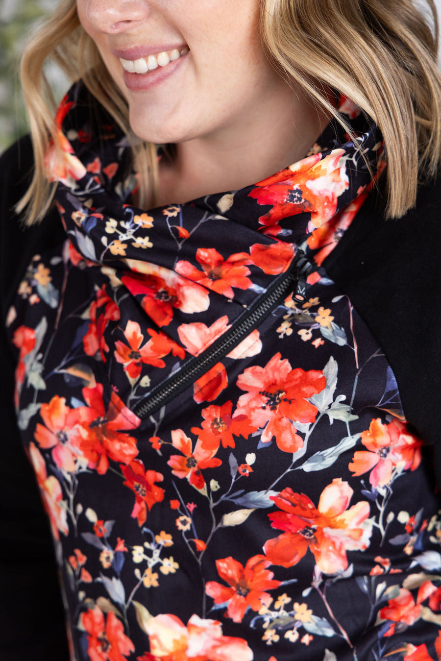WAREHOUSE Zoey ZipCowl Sweatshirt - Sunset Floral