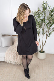 WAREHOUSE Savannah Bamboo Swing Dress - Black