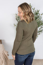 WAREHOUSE Alyssa Long Sleeve Top - Olive