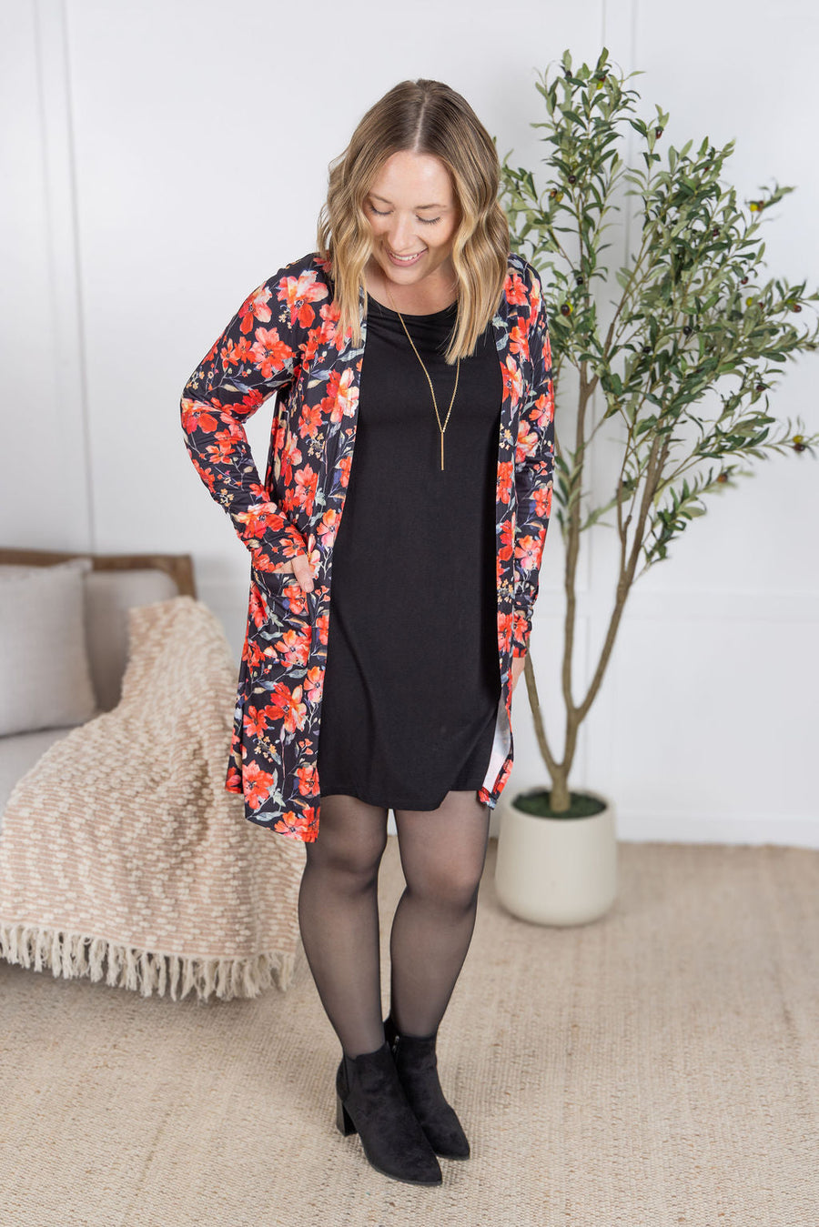 WAREHOUSE Savannah Bamboo Swing Dress - Black