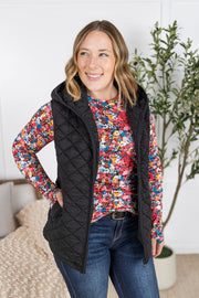 WAREHOUSE Heather Hooded Vest - Black