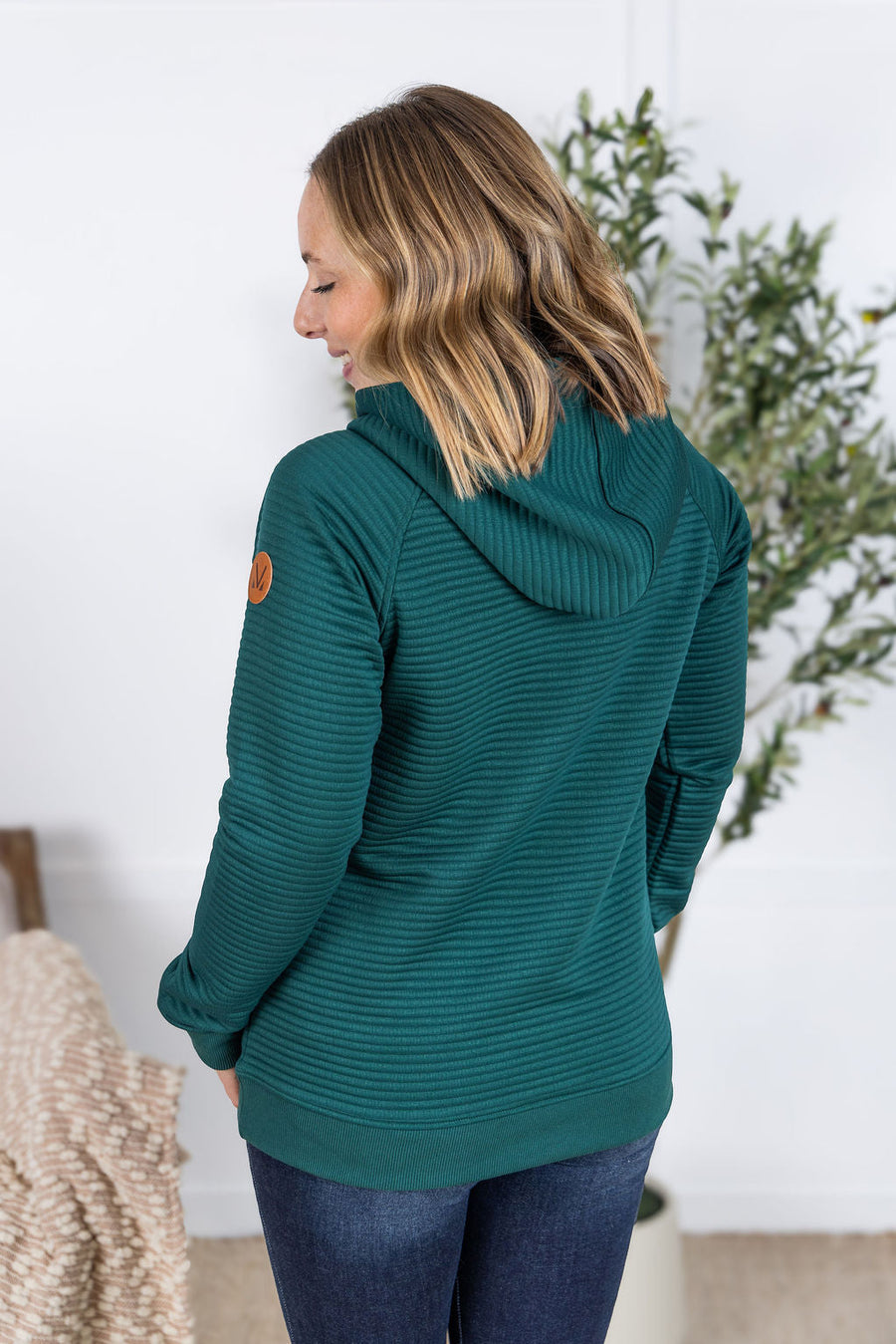 WAREHOUSE Tatum Textured Pullover Hoodie - Hunter Green