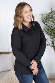 WAREHOUSE Whitley Waffle Snap Pullover - Black