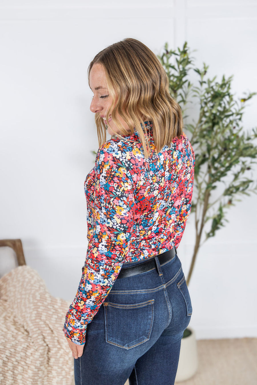 WAREHOUSE Blair Long Sleeve Top - Bright Floral