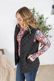 WAREHOUSE Heather Hooded Vest - Black
