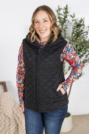 WAREHOUSE Heather Hooded Vest - Black