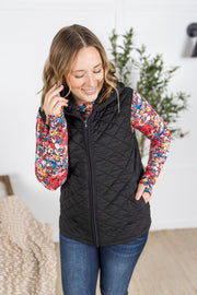 WAREHOUSE Heather Hooded Vest - Black