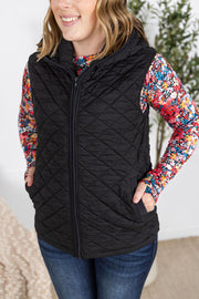WAREHOUSE Heather Hooded Vest - Black
