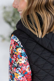 WAREHOUSE Heather Hooded Vest - Black
