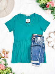 WAREHOUSE Sarah Ruffle Short Sleeve - Teal