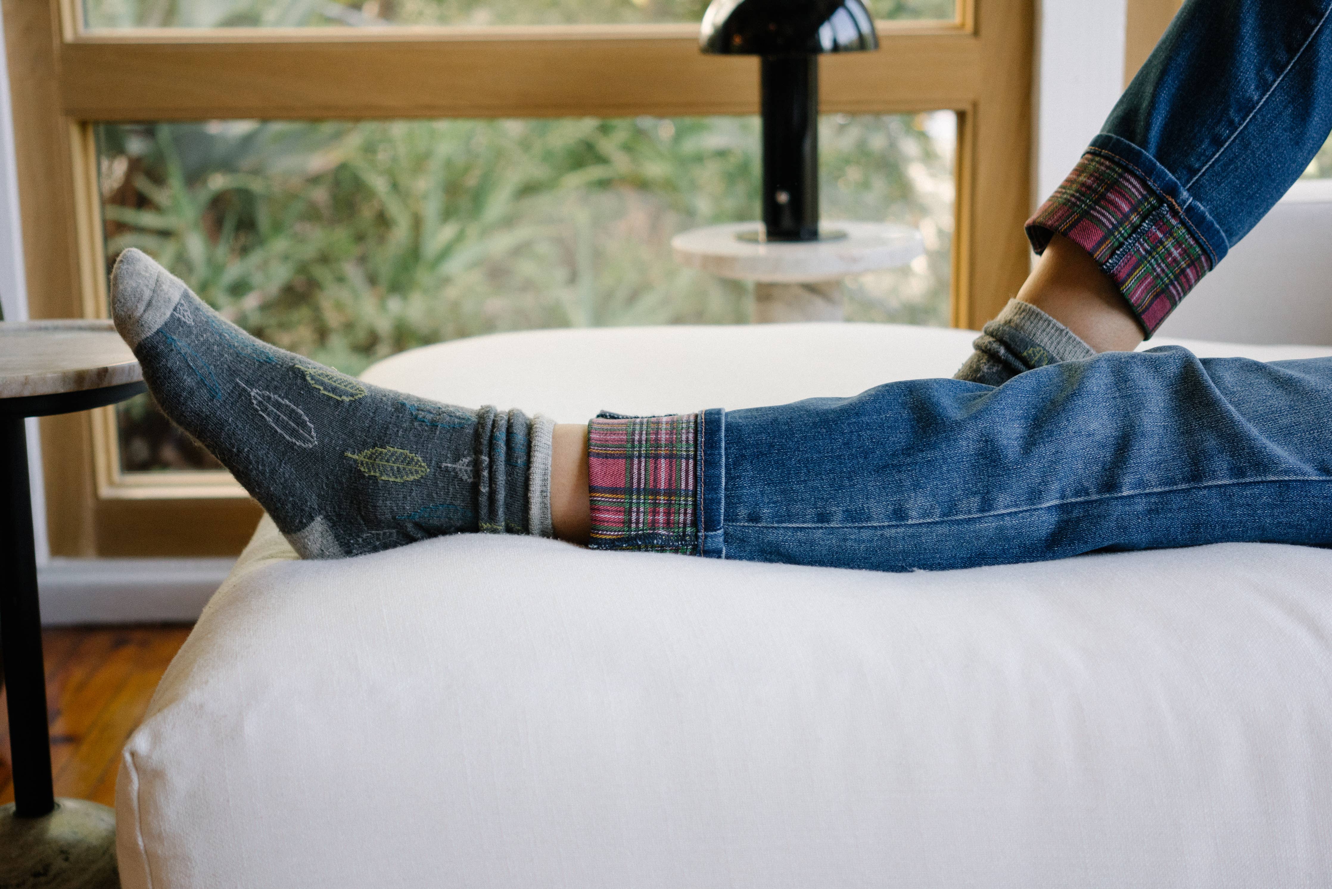 Plaid Print Cuff Boyfriend