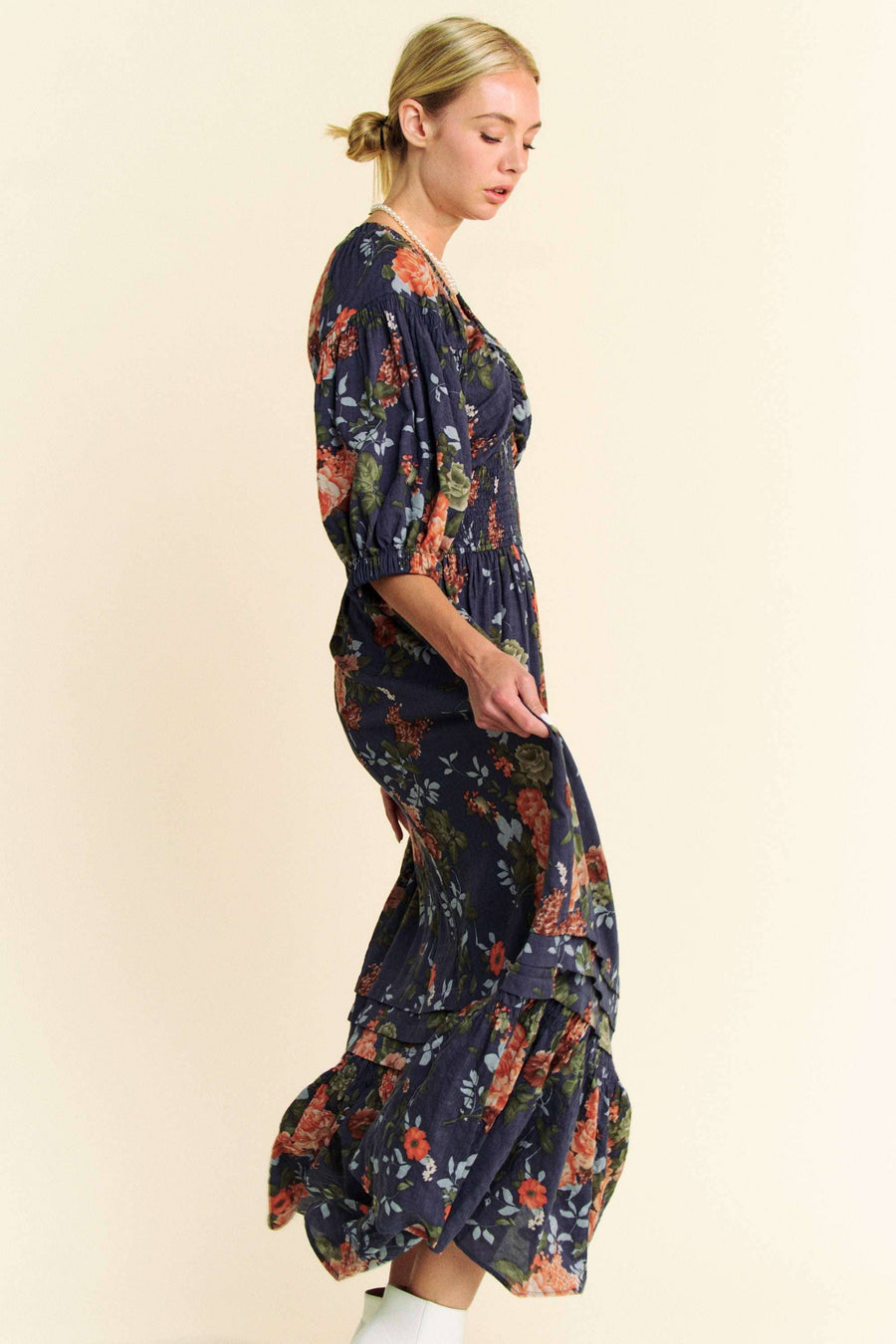 Midsummer Nights Maxi Dress- Navy Floral