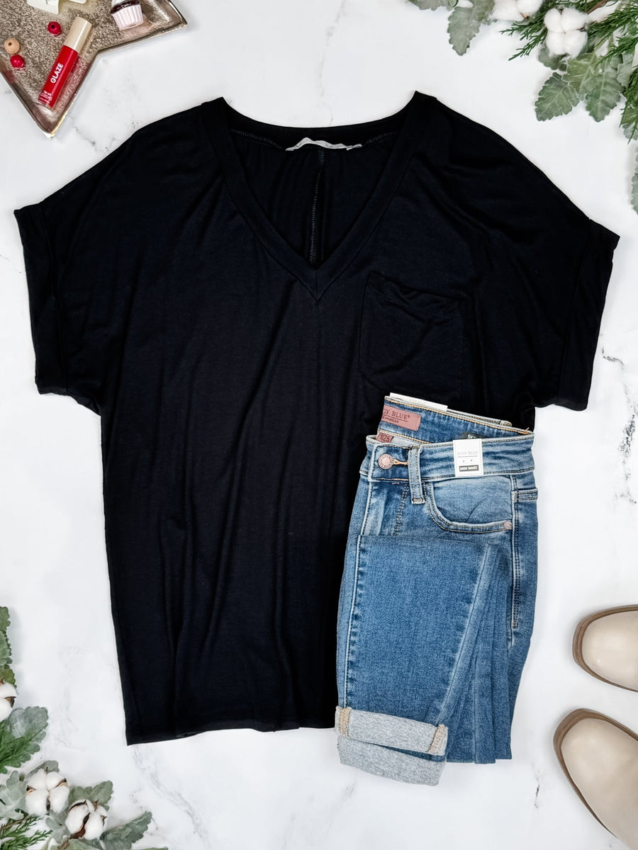 WAREHOUSE Sierra Pocket Top - Black