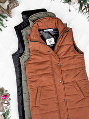 WAREHOUSE Harlow Long Vest - Cinnamon
