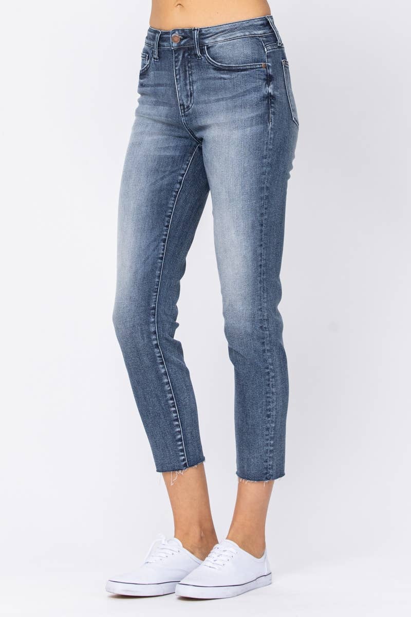 High-Rise Raw Hem Relaxed Fit