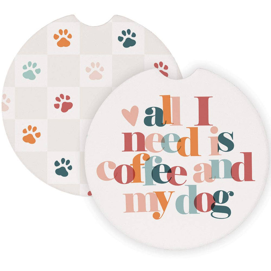 Coffee Dog Paw Prints - Car Coasters