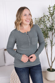 WAREHOUSE Georgia Long Sleeve Top - Dusty Jade